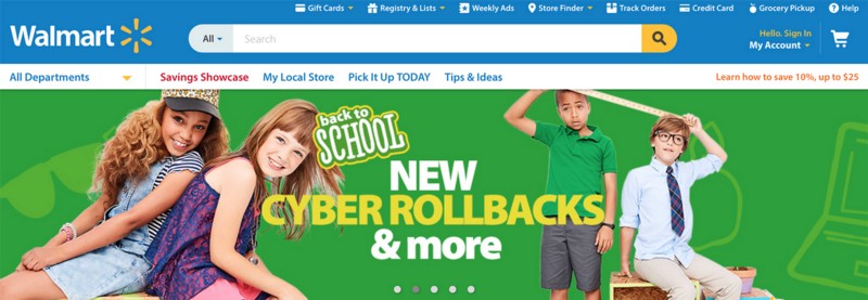 Wallmart has a carousel on the homepage