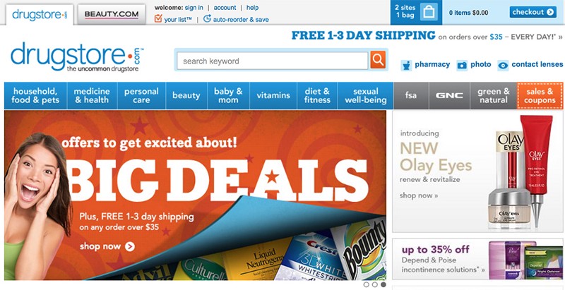 Don’t. Drugstore.com uses an ad-looking content in carousel